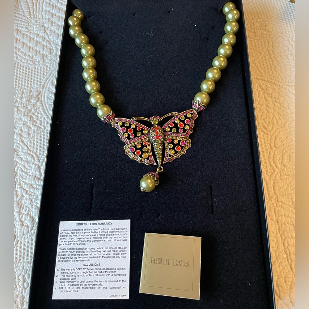 Heidi Daus Butterfly with Crystals and Large Painted Beads, NIB, 2009